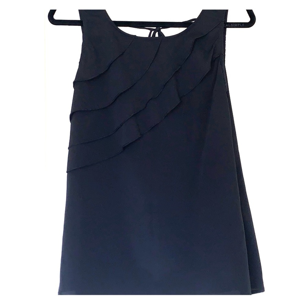 Black Ruffle Blouse.